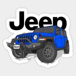 Blue Jeep Wrangler Rubicon Sticker